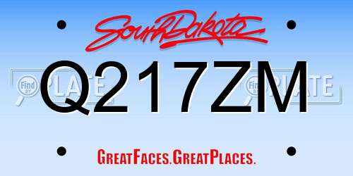 Q217ZM South Dakota License Plate