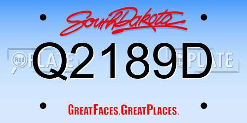 Q2189D South Dakota License Plate