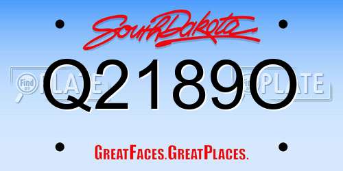 Q2189O South Dakota License Plate