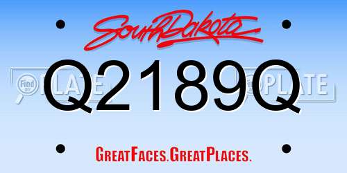 Q2189Q South Dakota License Plate