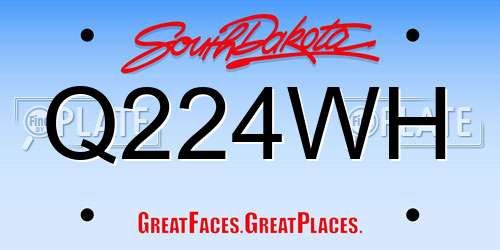 Q224WH South Dakota License Plate