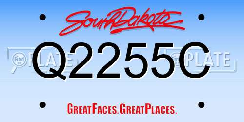 Q2255C South Dakota License Plate