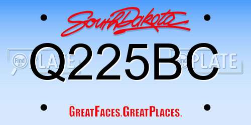 Q225BC South Dakota License Plate