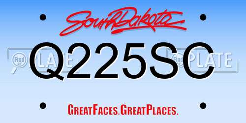 Q225SC South Dakota License Plate