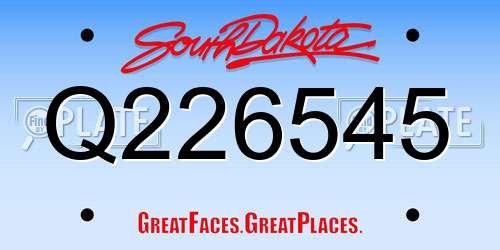 Q226545 South Dakota License Plate