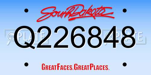 Q226848 South Dakota License Plate