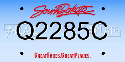 Q2285C South Dakota License Plate