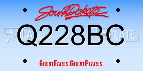 Q228BC South Dakota License Plate