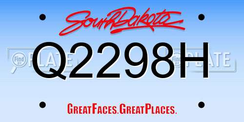 Q2298H South Dakota License Plate