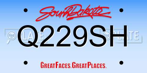 Q229SH South Dakota License Plate