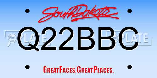 Q22BBC South Dakota License Plate