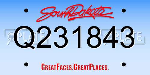Q231843 South Dakota License Plate