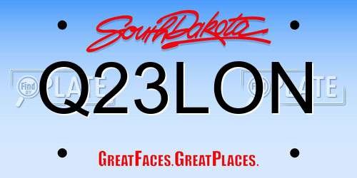 Q23LON South Dakota License Plate