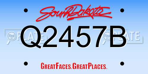 Q2457B South Dakota License Plate