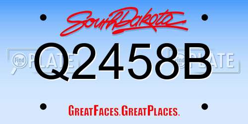 Q2458B South Dakota License Plate