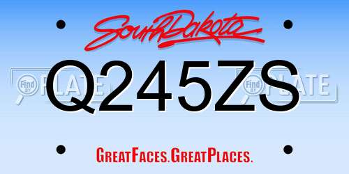 Q245ZS South Dakota License Plate