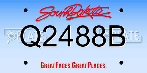 Q2488B South Dakota License Plate
