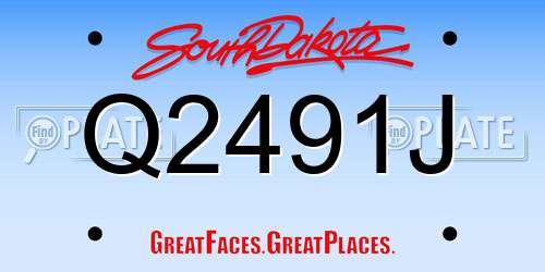 Q2491J South Dakota License Plate