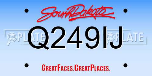 Q249IJ South Dakota License Plate