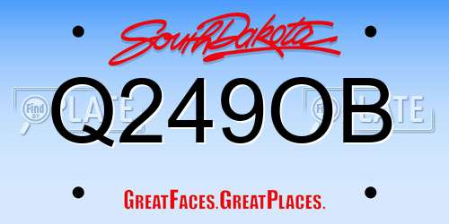 Q249OB South Dakota License Plate