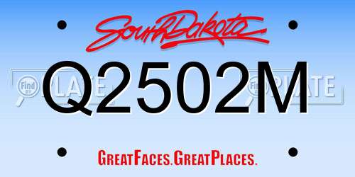 Q2502M South Dakota License Plate