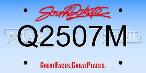 Q2507M South Dakota License Plate