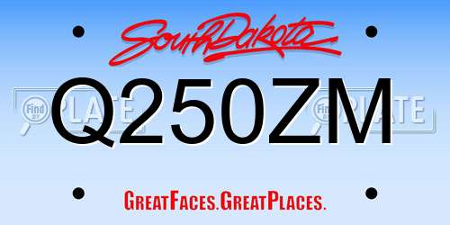 Q250ZM South Dakota License Plate