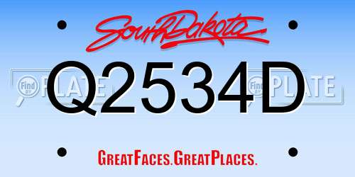 Q2534D South Dakota License Plate