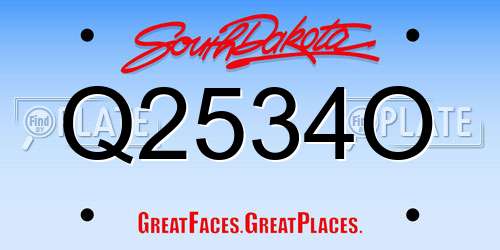Q2534O South Dakota License Plate