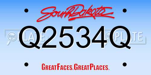 Q2534Q South Dakota License Plate