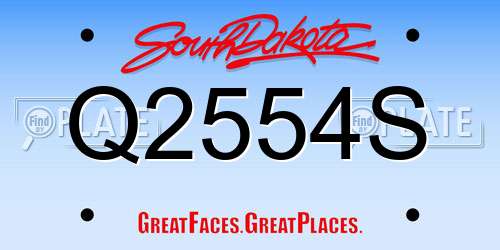 Q2554S South Dakota License Plate