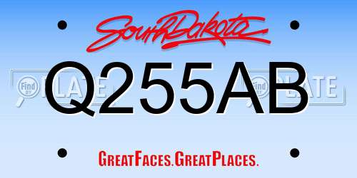 Q255AB South Dakota License Plate