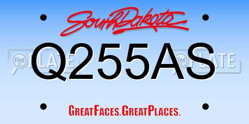Q255AS South Dakota License Plate