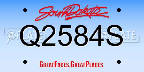 Q2584S South Dakota License Plate