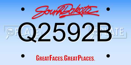 Q2592B South Dakota License Plate