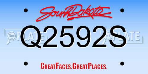Q2592S South Dakota License Plate
