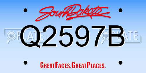 Q2597B South Dakota License Plate