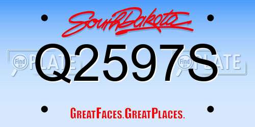 Q2597S South Dakota License Plate