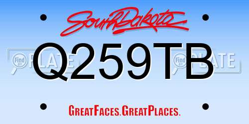 Q259TB South Dakota License Plate
