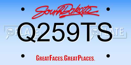 Q259TS South Dakota License Plate