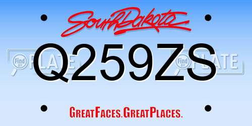 Q259ZS South Dakota License Plate