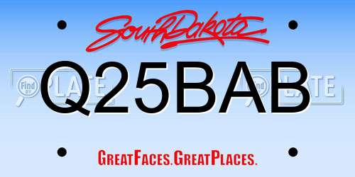 Q25BAB South Dakota License Plate
