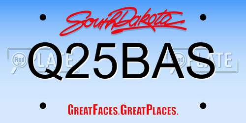 Q25BAS South Dakota License Plate