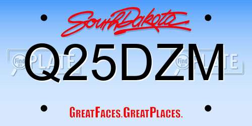 Q25DZM South Dakota License Plate