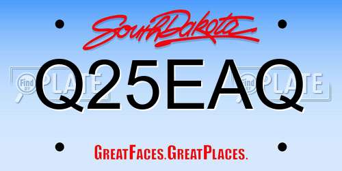 Q25EAQ South Dakota License Plate