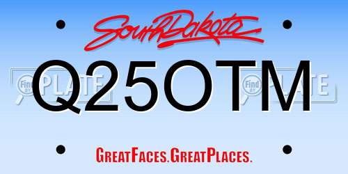 Q25OTM South Dakota License Plate