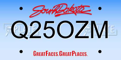 Q25OZM South Dakota License Plate