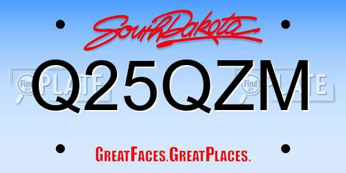 Q25QZM South Dakota License Plate