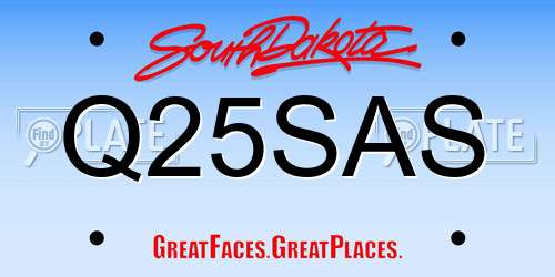 Q25SAS South Dakota License Plate
