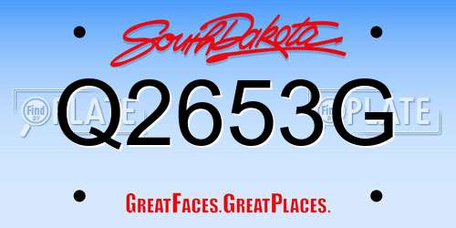 Q2653G South Dakota License Plate